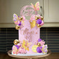 51 Pcs Pink Purple Balls Cake Toppers Butterfly Cake Decorations Happy Birthday Cake Topper For Wedding Baby Shower Birthday Flo