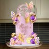 51 Pcs Pink Purple Balls Cake Toppers Butterfly Cake Decorations Happy Birthday Cake Topper For Wedding Baby Shower Birthday Flo