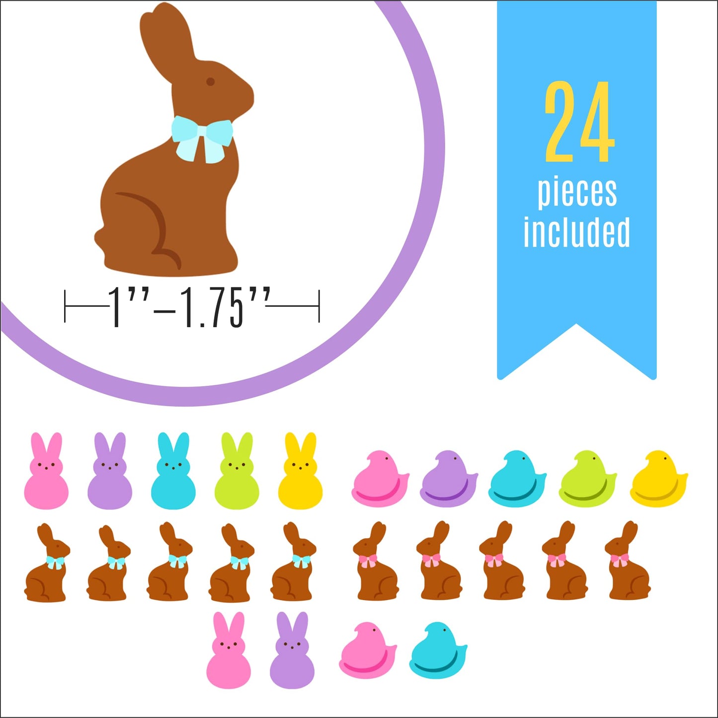 Sugar Robot Edible Easter Cupcake Toppers For Cake Decorating - Edible Bunnies Decor - Bunnies & Chicks Cake Toppers And Cupcake