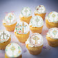 Gyufise 48Pcs Edible Floral Happy Easter Cupcake Toppers Wafer Paper God Bless Cupcake Picks Edible Easter Bunny Cupcake Decors