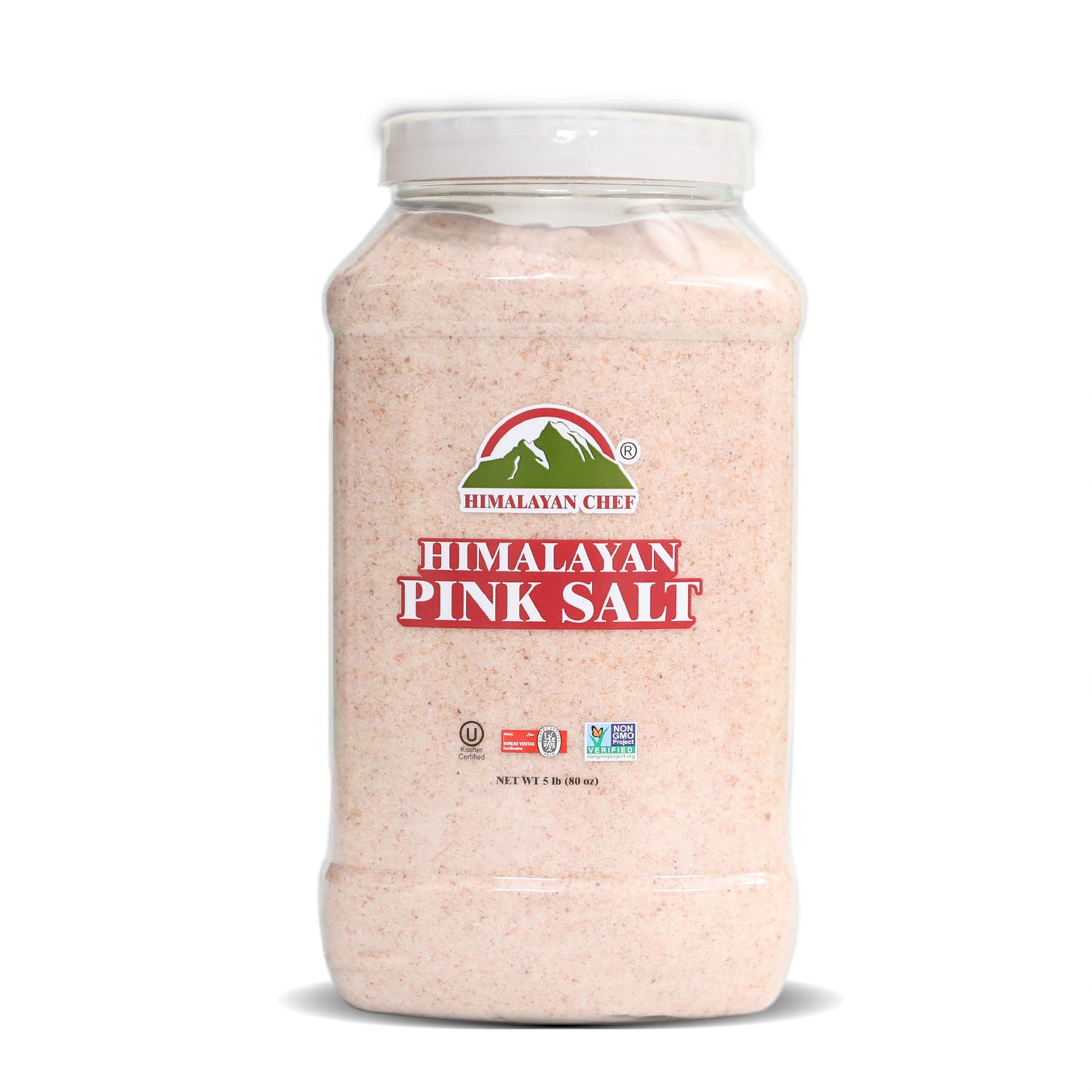 Himalayan Chef Himalayan Pink Salt Fine Grain  Plastic Jar-5 lbs