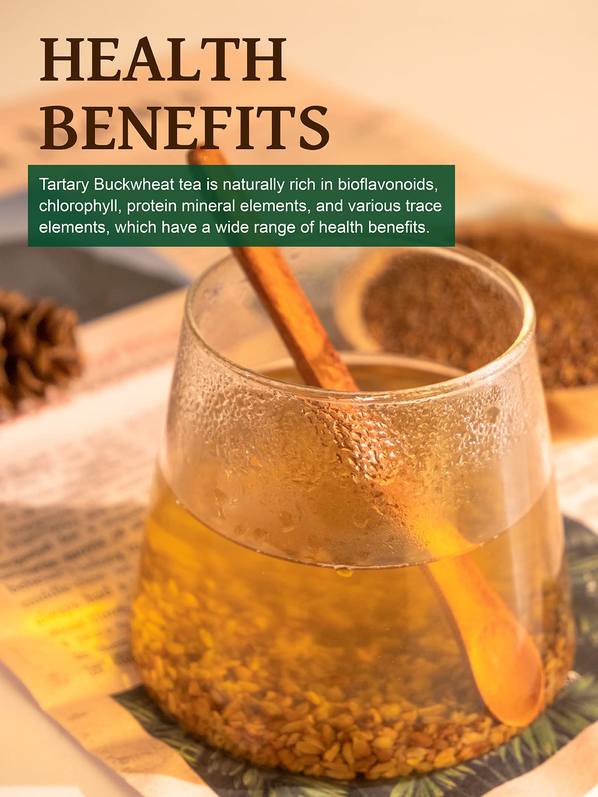 TeeLux Roasted Buckwheat Loose Leaf Tea, Caffeine Free, 14oz/400g