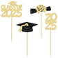 Ephlyn Graduation Cupcake Toppers, 36Pcs Gold Glitter Class of 2025, Congrats Grad Picks for Cake Decorations