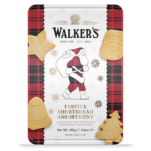 Walker'S Shortbread Santa Assorted Holiday Tin, Pure Butter Shortbread Cookies, 8.8 Oz Tin