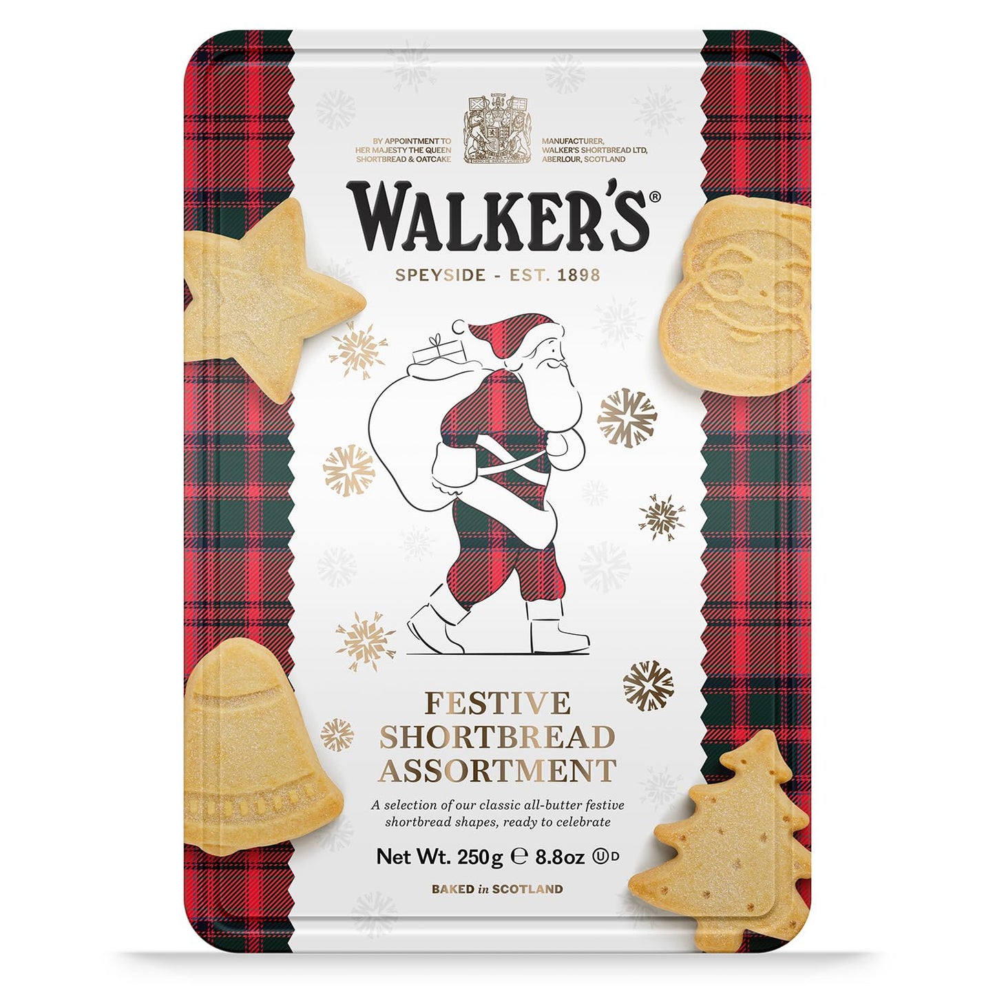 Walker'S Shortbread Santa Assorted Holiday Tin, Pure Butter Shortbread Cookies, 8.8 Oz Tin