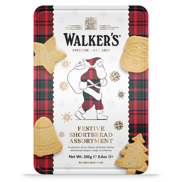 Walker'S Shortbread Santa Assorted Holiday Tin, Pure Butter Shortbread Cookies, 8.8 Oz Tin