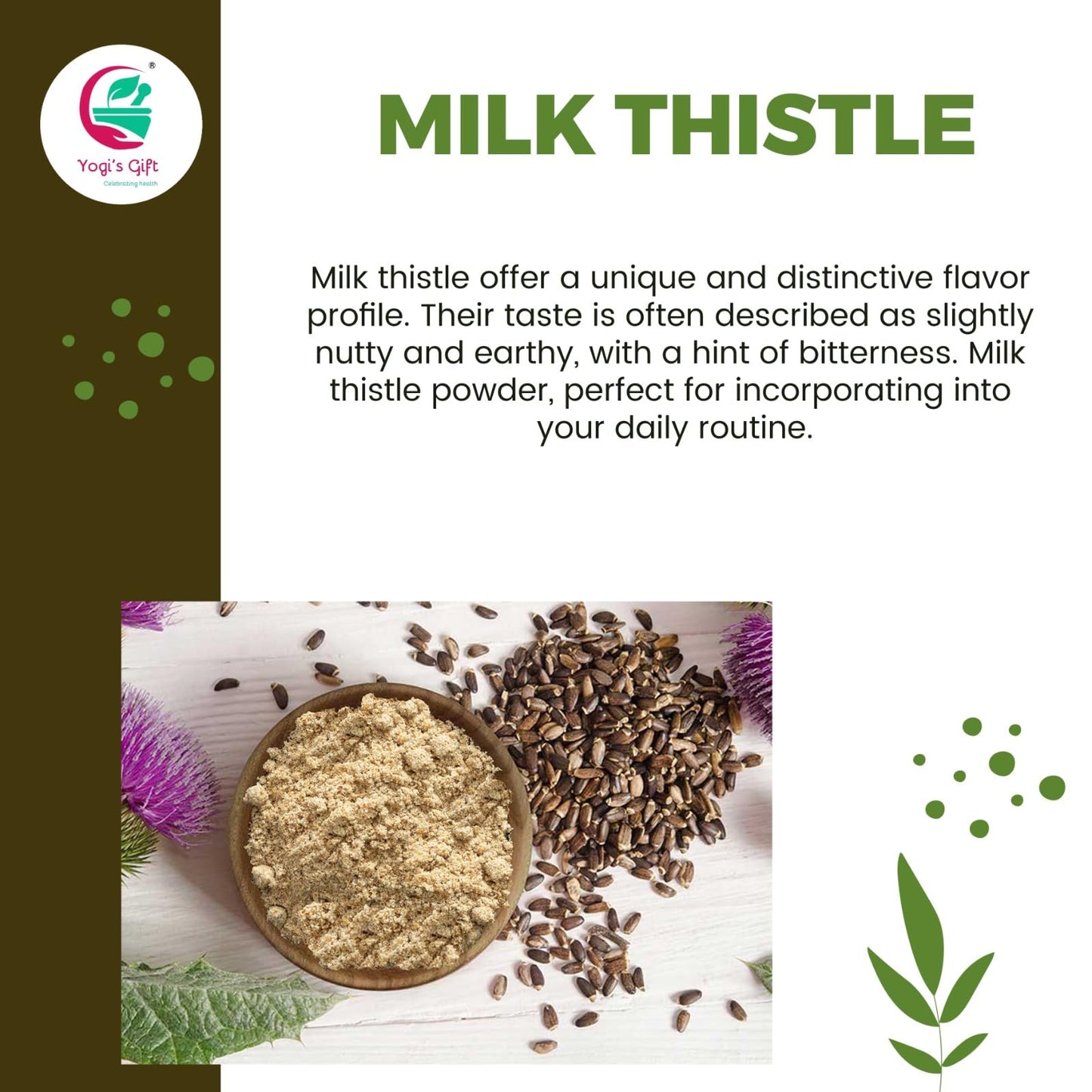 Milk Thistle Seed Powder 1 Lb | Rich In Silymarin | By Yogi'S Gift