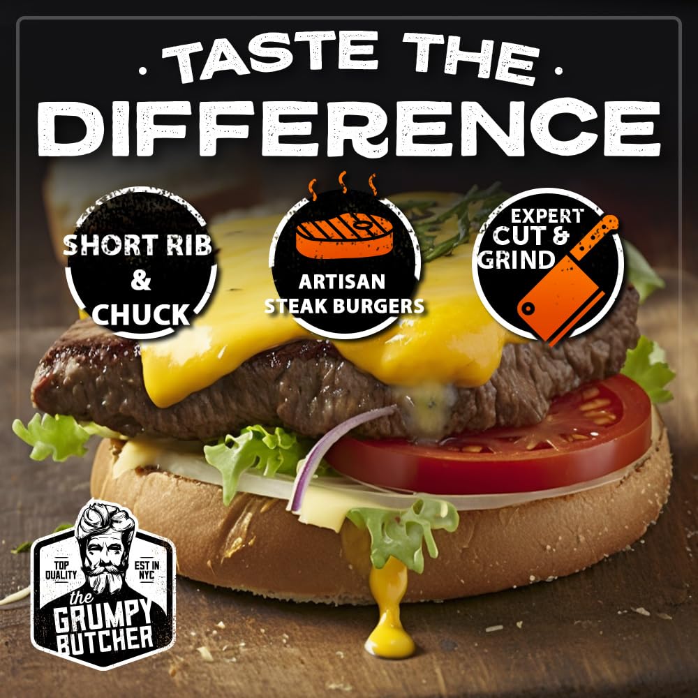 Grumpy Butcher Classic Grill Food Gift – Wagyu Sirloin Burger Patties (2 × 8 Oz) & Jumbo Beef Hot Dogs (4 × 4.5 Oz) – Enhanced Bbq Meat Basket Assortment – Steakhouse Quality, Gourmet Grill Gift