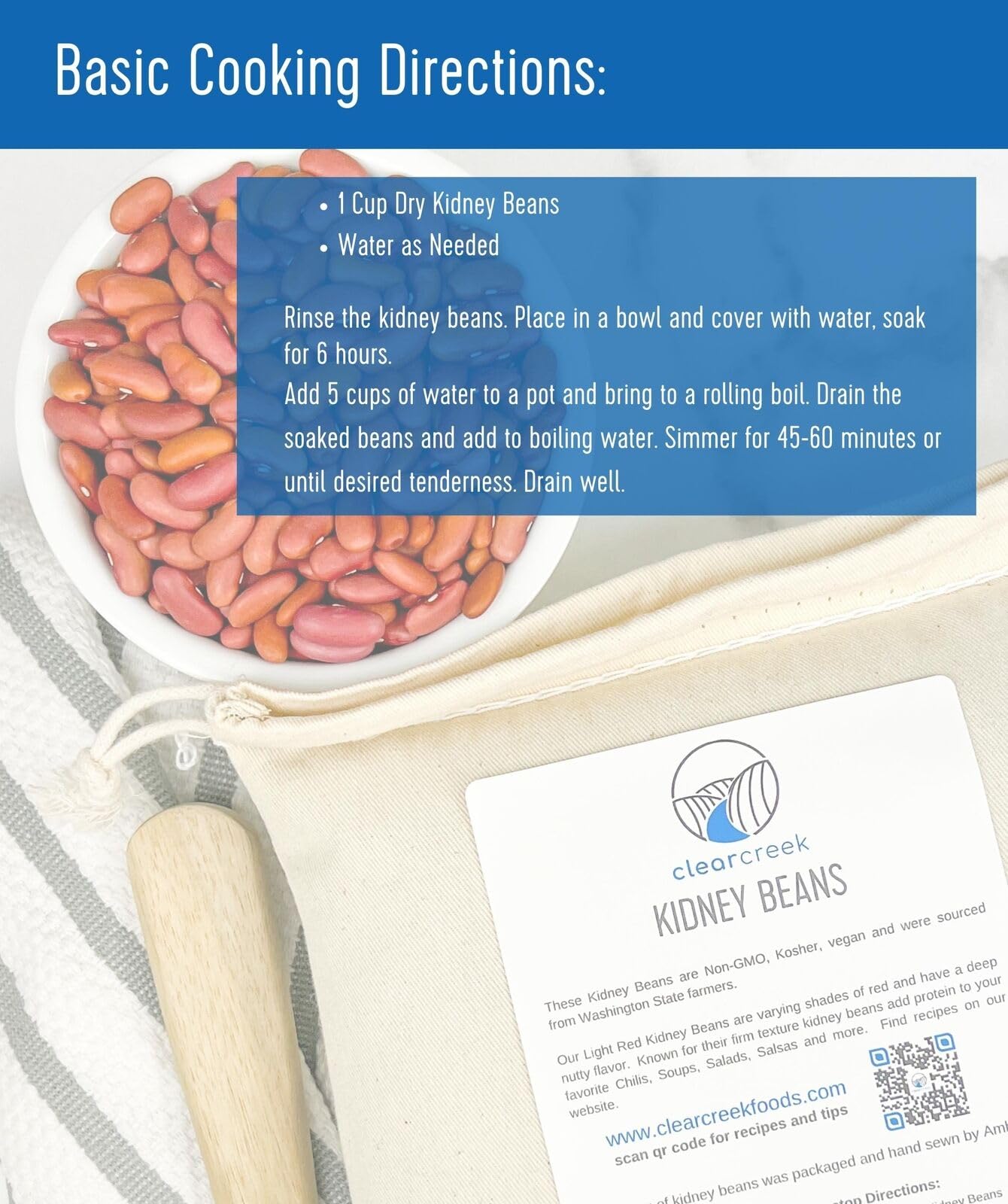 Certified Glyphosate Residue Free Kidney Beans Grown In Washington | 25 Lbs | Non-Gmo | Kosher | Vegan | Non-Irradiated