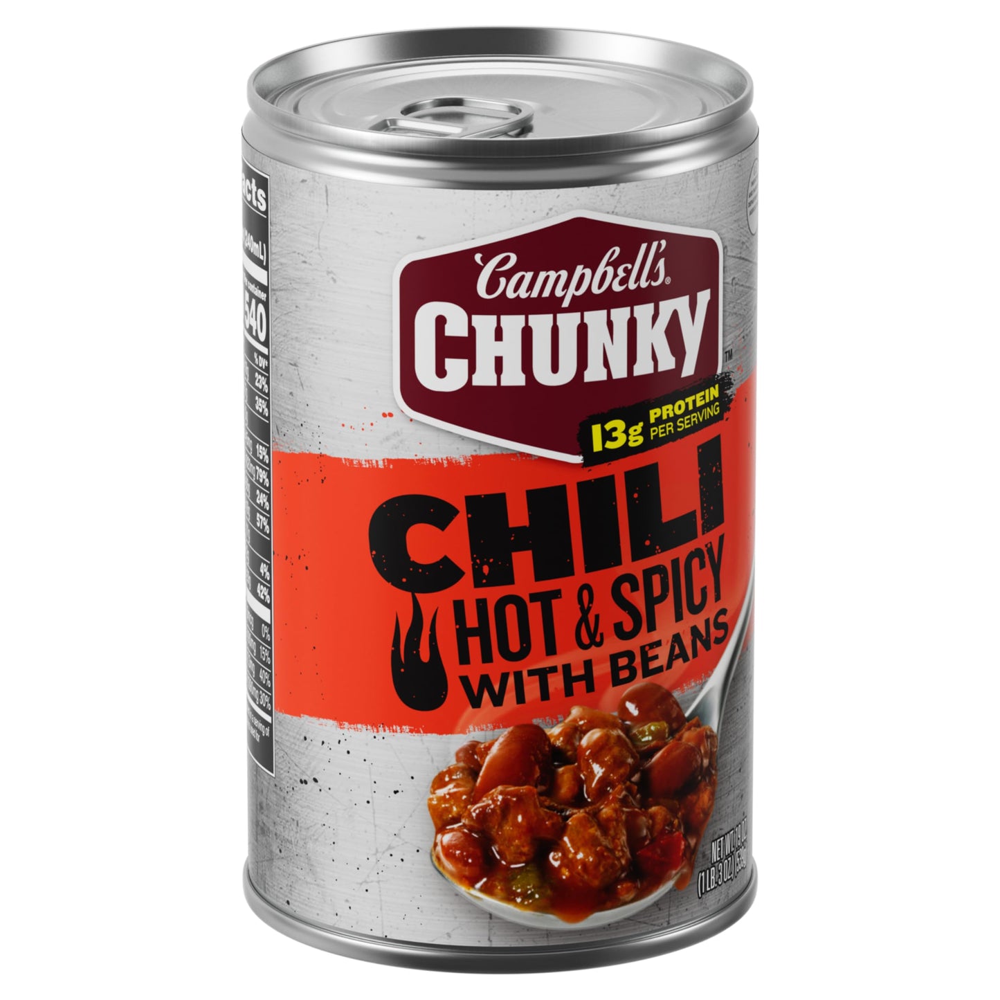 Campbell's Chunky Chili, Hot & Spicy Beef & Bean, 19 oz Can (Case of 12)