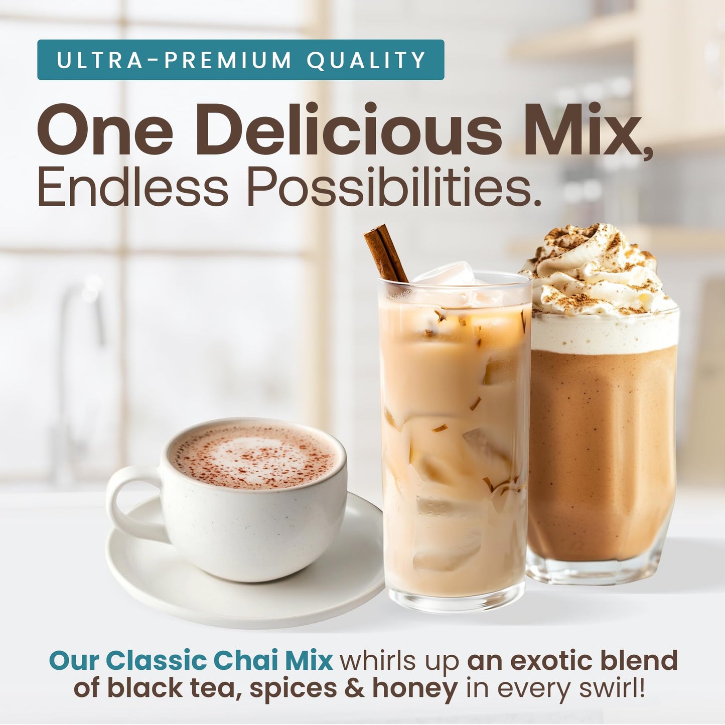 Dr. Smoothie Café Essentials Classic Chai, 62mg Caffeine, 3.5 lb Bag, No Artificial Colors or Flavors