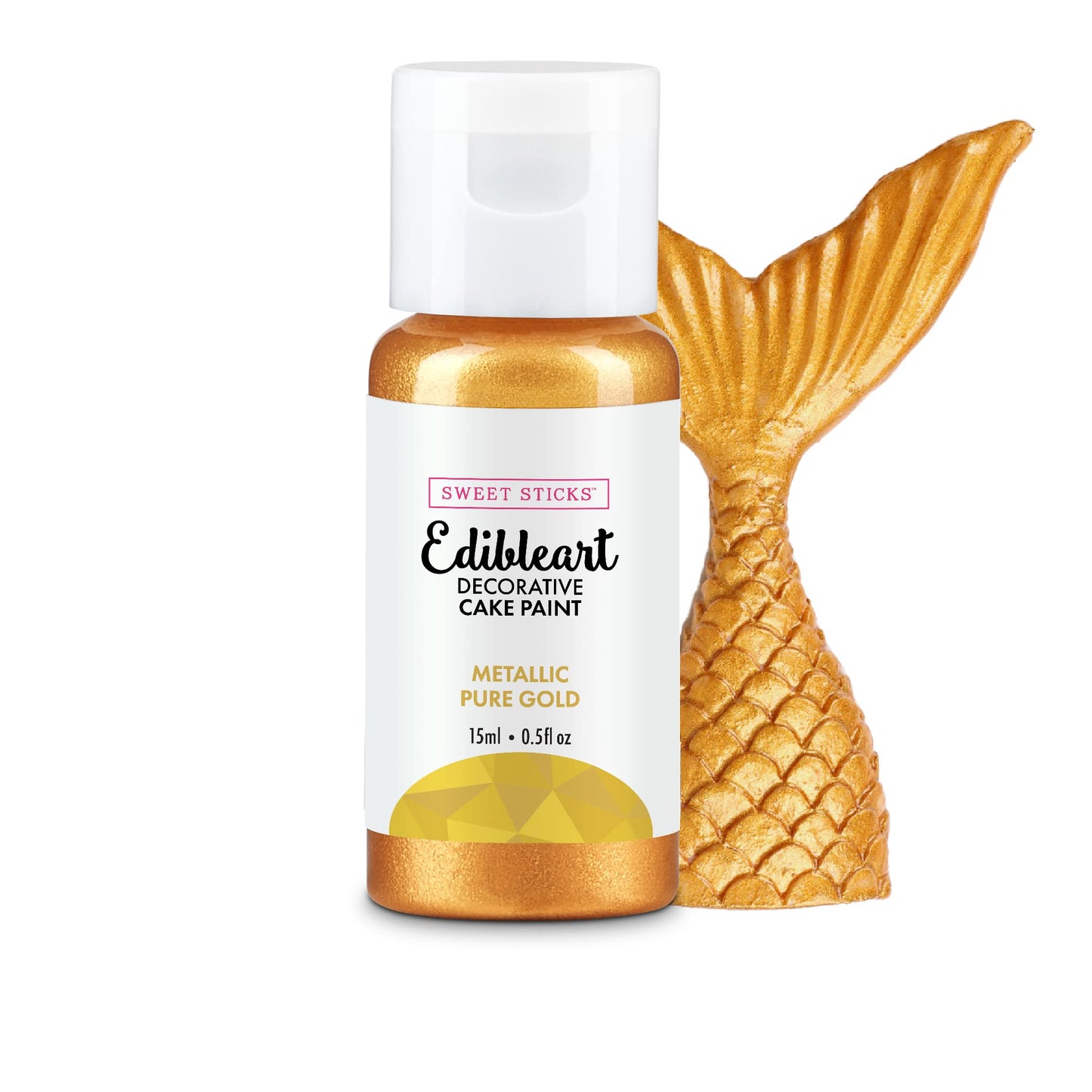 SWEET STICKS Edible Art Cake Paint Metallic Pure Gold 0.5 Fl Oz (15 mL)