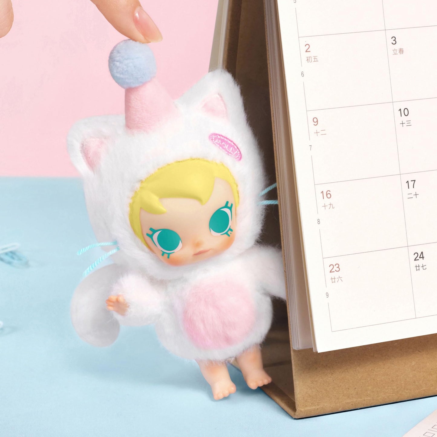 POP MART Baby Molly Pocket Friends Vinyl Plush Pendant Blind Box Set, 6PCS Collectible Toys, Polyvinyl Chloride, Random Design