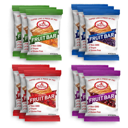Betty Lou s Fruit Bars Variety Pack, Gluten Free Snacks for Adults and Kids, 4 Flavors of Vegan Breakfast & Cereal Bars, Apple 