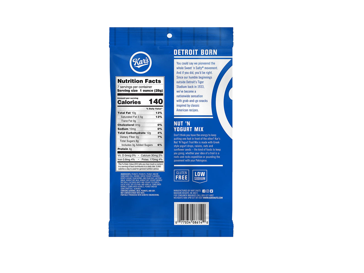 Kars Nuts Nut  N Yogurt Trail Mix, 7 oz Grab & Go Bags, Individual Snack Packs (Pack of 12), Gluten-Free Trail Mix Snack