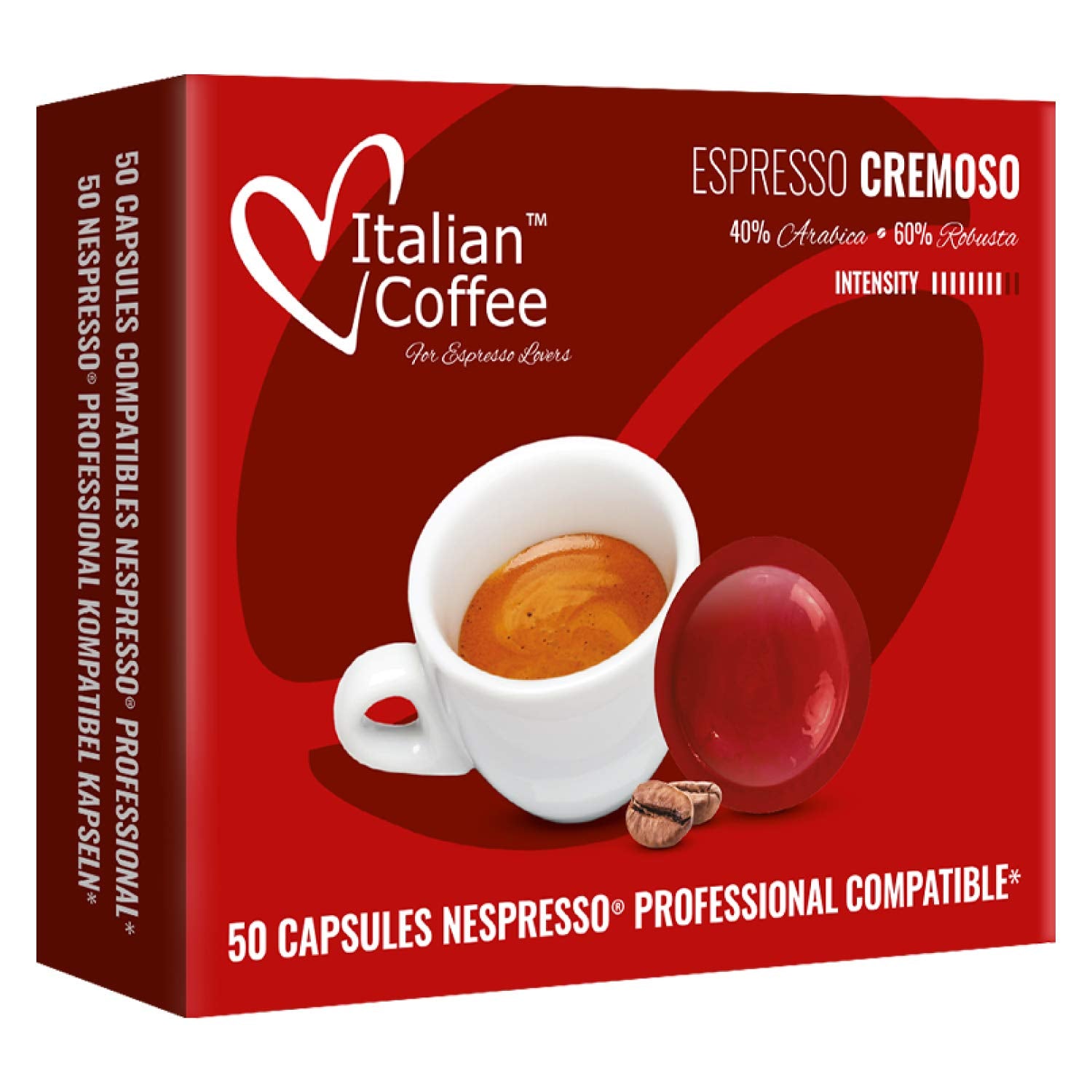 DELICITALY Italian Coffee Pods for Nespresso PRO Machines, 50 Count, Compatible with Zenius, Gemini, Momento, Not for Vertuo