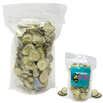 The Sweet Lyfe Freeze Dried Dill Pickle Chips. Includes One-1 Oz Bag Of The Sweet Lyfe Freeze Dried Pickles Chips Snacks. Crunch