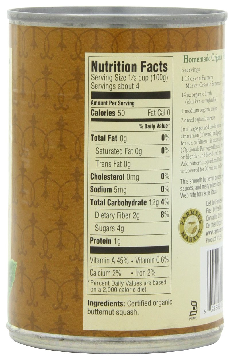 Farmer'S Market Foods Organic Butternut Squash, 15-Ounce Cans (Pack Of 12)
