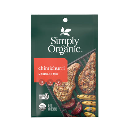 Simply Organic Chimichurri Marinade Mix, Vegan Friendly, Kosher, USDA Certified Organic, Gluten Free & Non-GMO, 0.71 Ounce (Pack