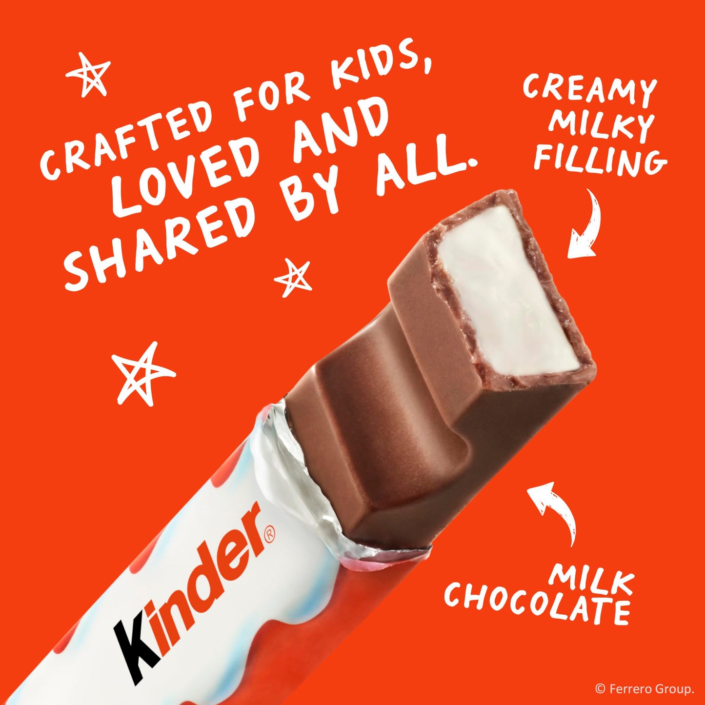Kinder Chocolate, 18 Four Count Packs, Milk Chocolate Bar With Creamy Milky Filling, Individually Wrapped Candy, Stocking Stuffers For Kids, 1.8 Oz Each