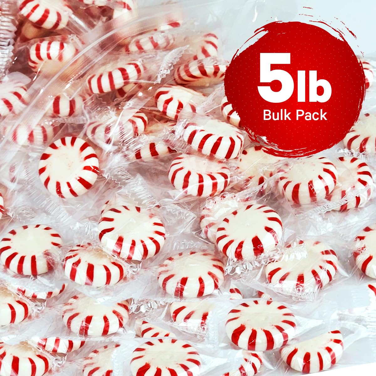 Starlight Peppermints Individually Wrapped Candy, 5 Pound Bulk Pack, Sweets For On The Go Refreshment, Perfect Peppermint Candy