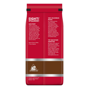 Eight O'Clock Coffee 100% Colombian Peaks Whole Bean Coffee, Medium Roast, 30 Ounce (Pack Of 1) - Rich, Winey & Full Bodied
