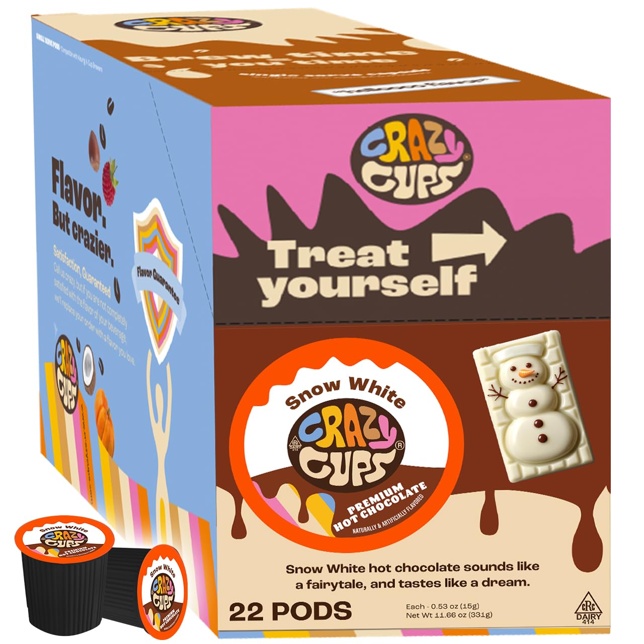 Crazy Cups White Hot Chocolate Pods, Rich & Creamy Flavored Hot Chocolate Single Serve Capsules For Keurig K Cup Malt-Inspired, 22 Count