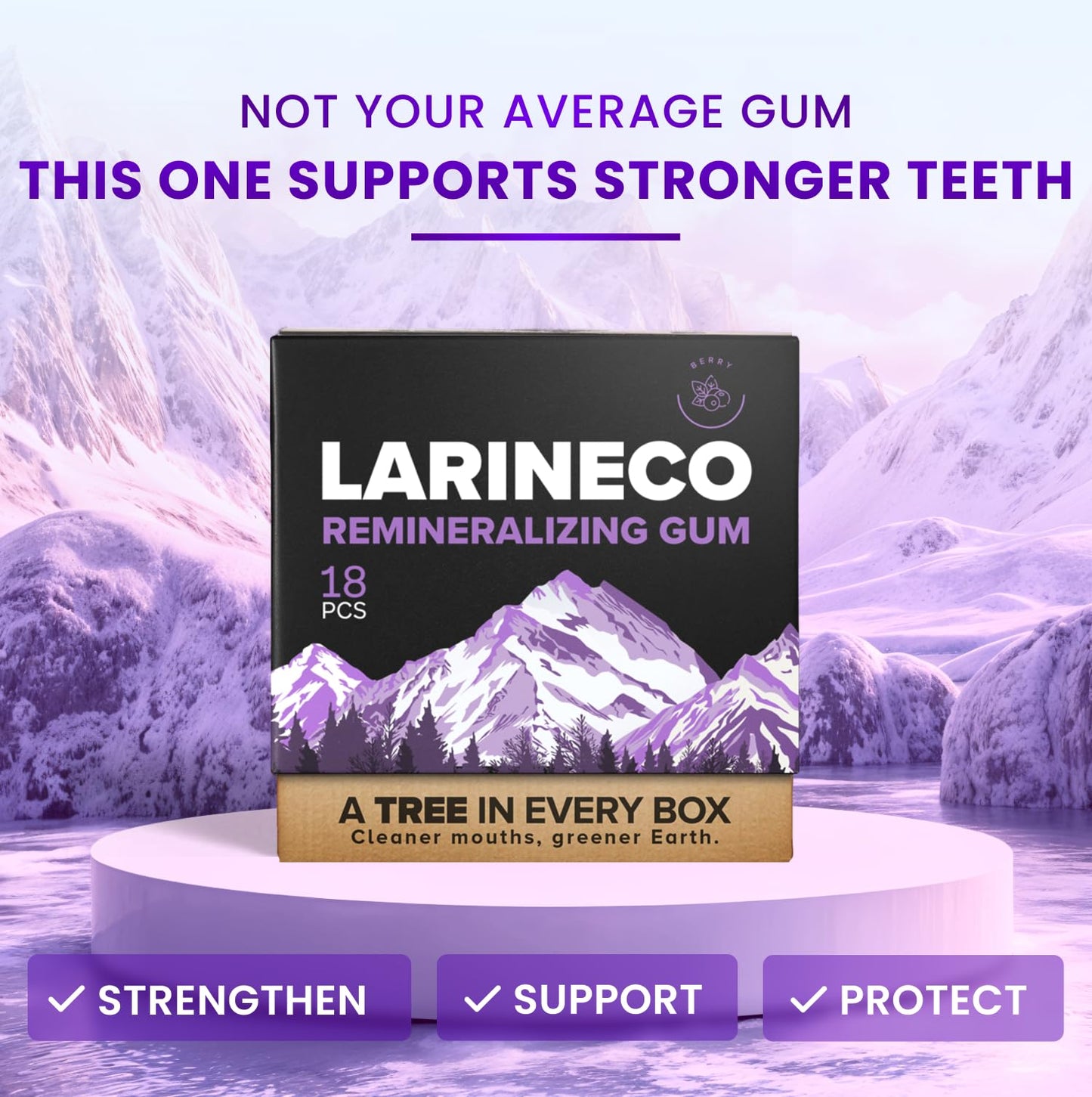 Larineco Sugar-Free Cinnamon Gum with Nano Hydroxyapatite & Xylitol – 36 Pieces (18 Count, Pack of 2) – Natural, Plastic-Free, Dye-Free