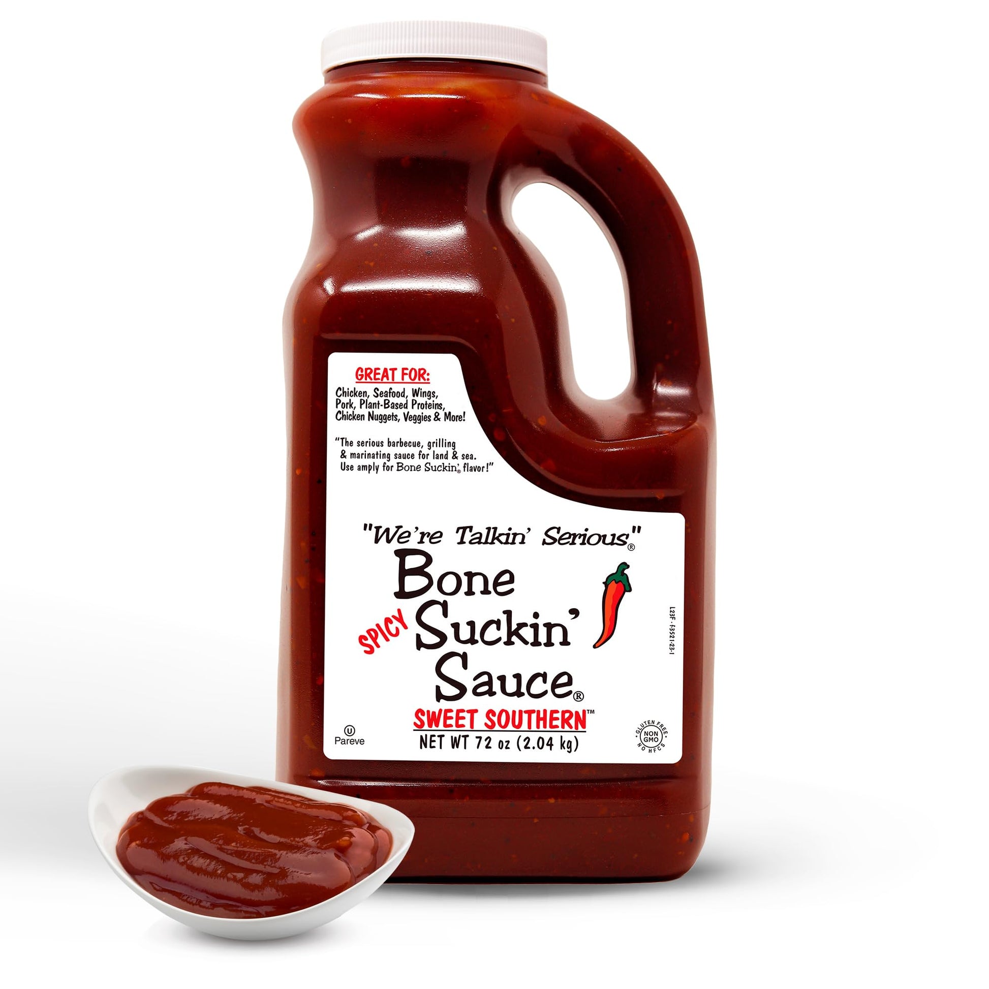 Bone Suckin' Spicy Sweet Southern BBQ Sauce, All-Purpose Barbecue Sauce, Gluten-Free, Non-GMO, Kosher, Sweetened w/Cane Sugar & 