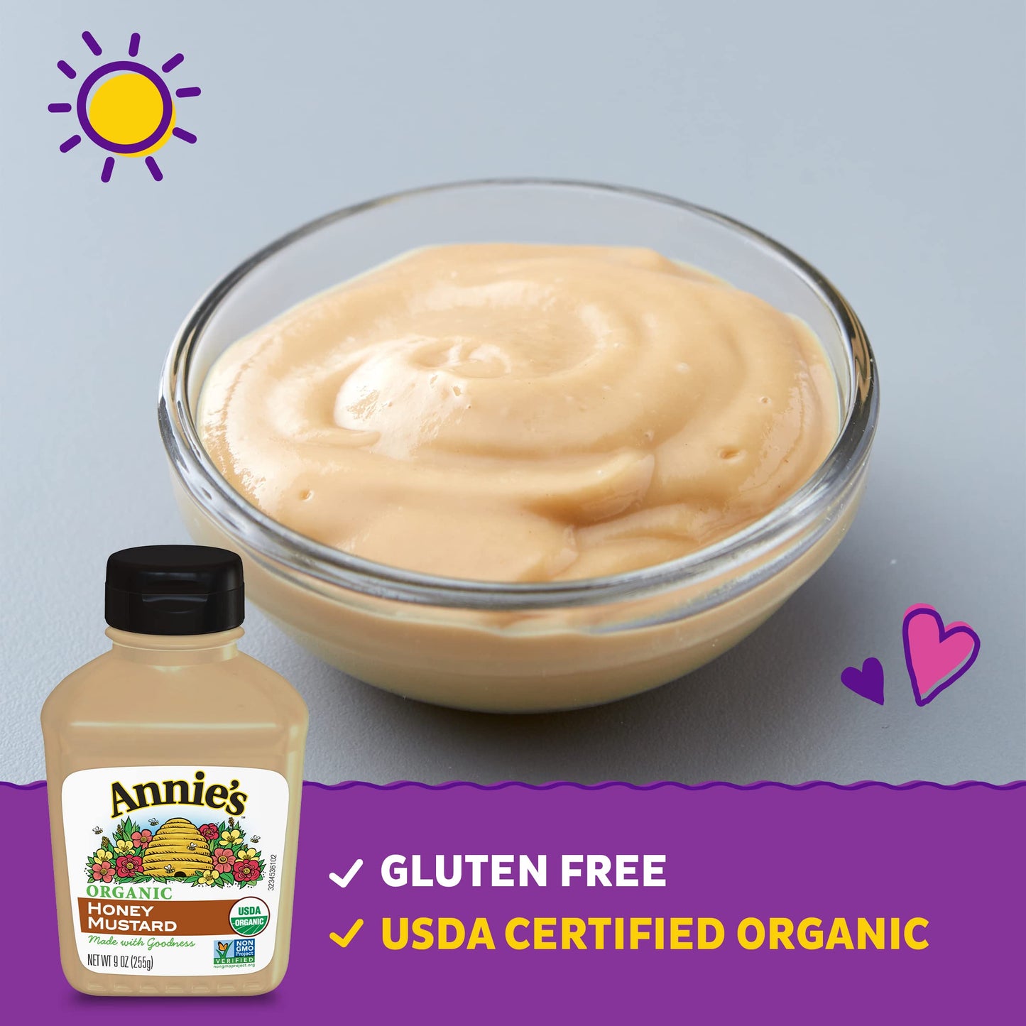 Annies Organic Honey Mustard, Gluten Free, 9 oz