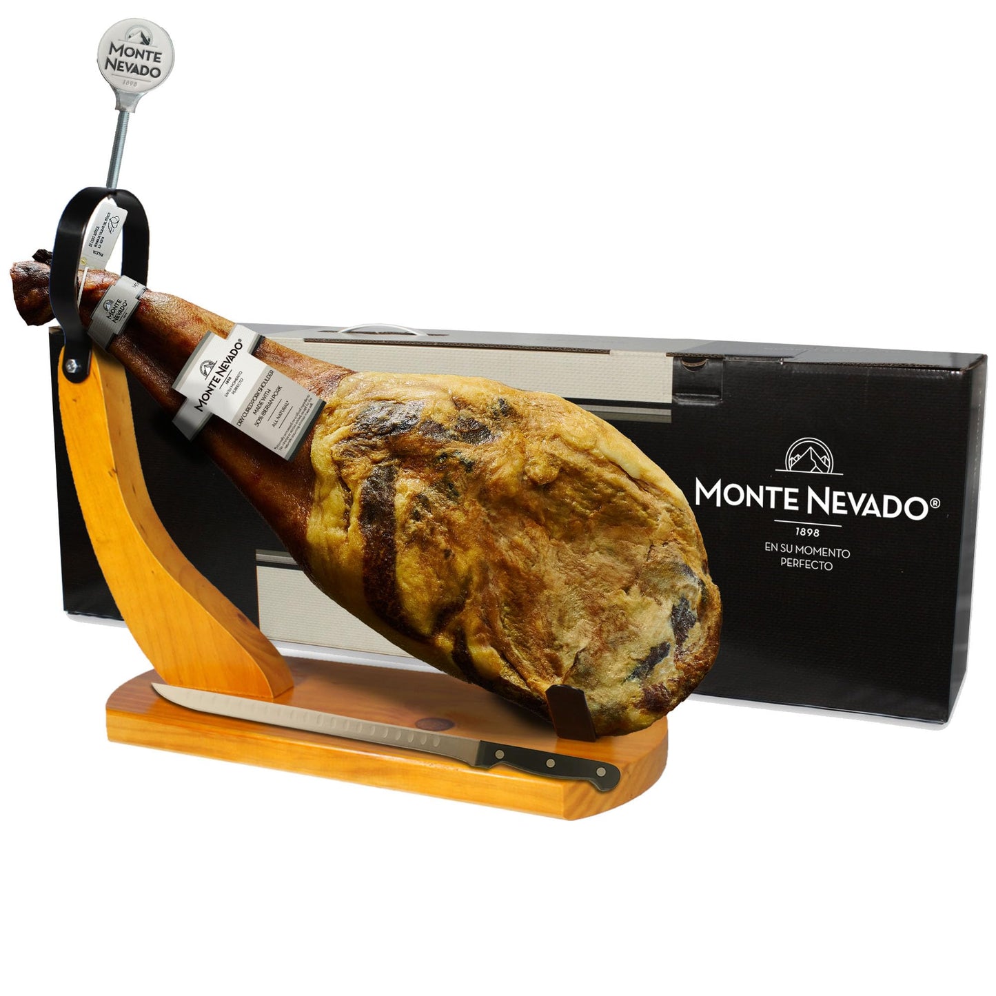 Monte Nevado Jamon Iberico Shoulder - Grain Fed, Intense Red Marbled Meat, Min. Weight 10.5 lb, 24 Months Curing Time