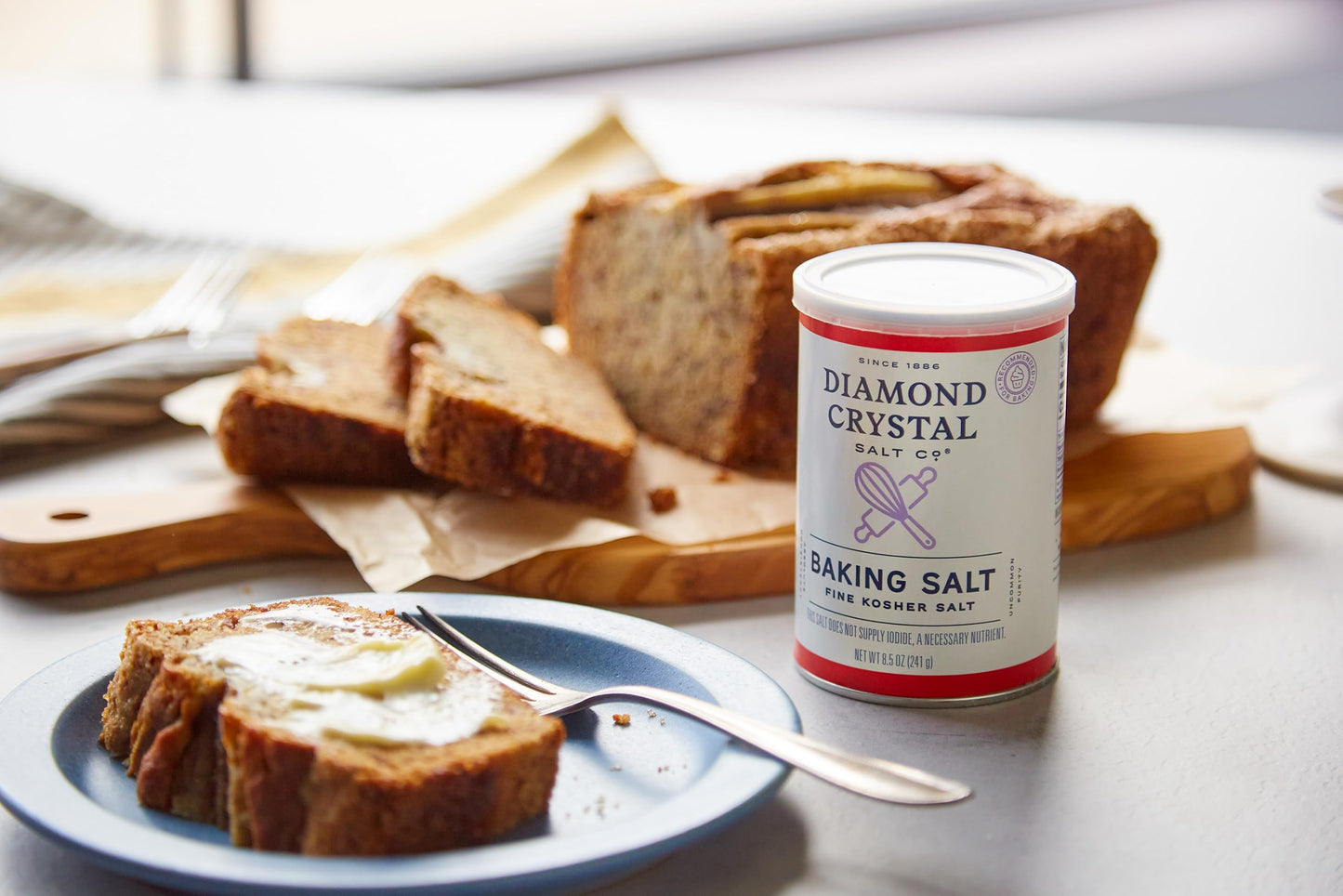 Diamond Crystal Baking Salt, Fine Kosher Salt, No Additives, Great for batters and doughs, 8.5oz Canister