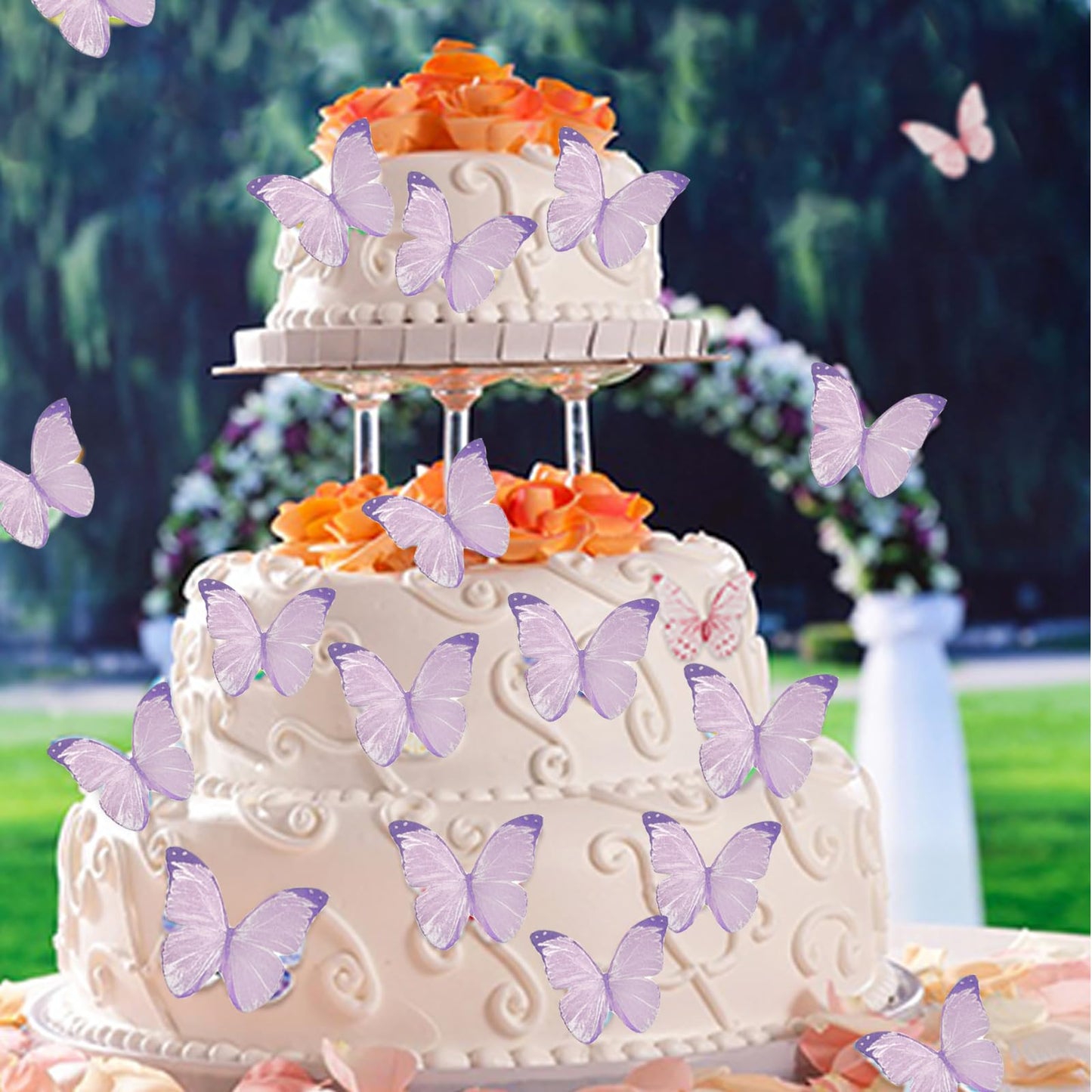 48Pcs Wafer Paper Butterfly Cake Toppers Yocity Edible Butterflies For Cake Decorations Purple Butterfly Cupcake Toppers For Bir