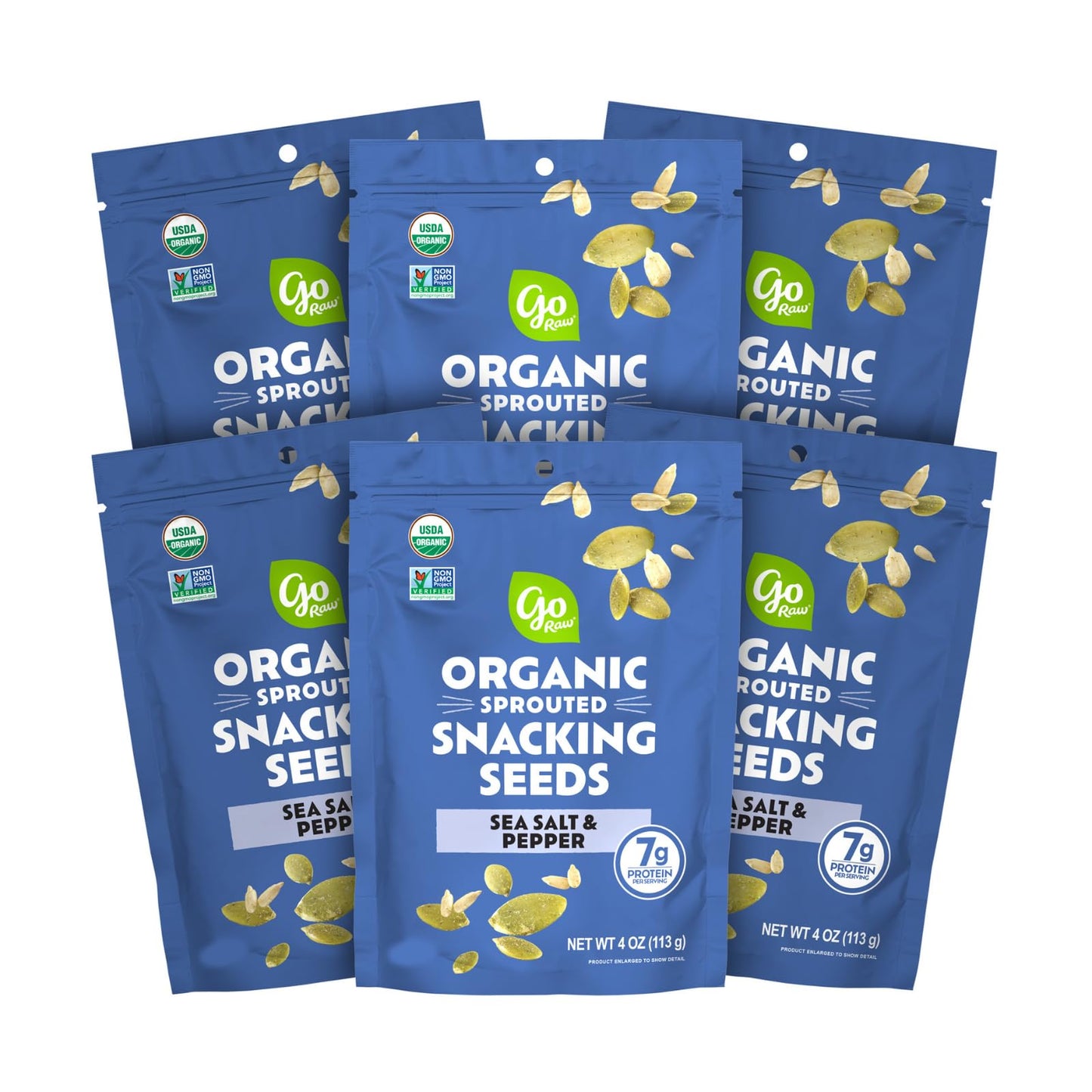 Go Raw Organic Sprouted Sea Salt & Pepper Snacking Seeds, 4 oz, 6 Pack, Pumpkin & Sunflower Seeds, Keto, Kosher