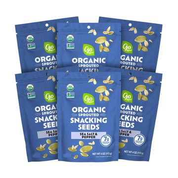 Go Raw Organic Sprouted Sea Salt & Pepper Snacking Seeds, 4 oz, 6 Pack, Pumpkin & Sunflower Seeds, Keto, Kosher