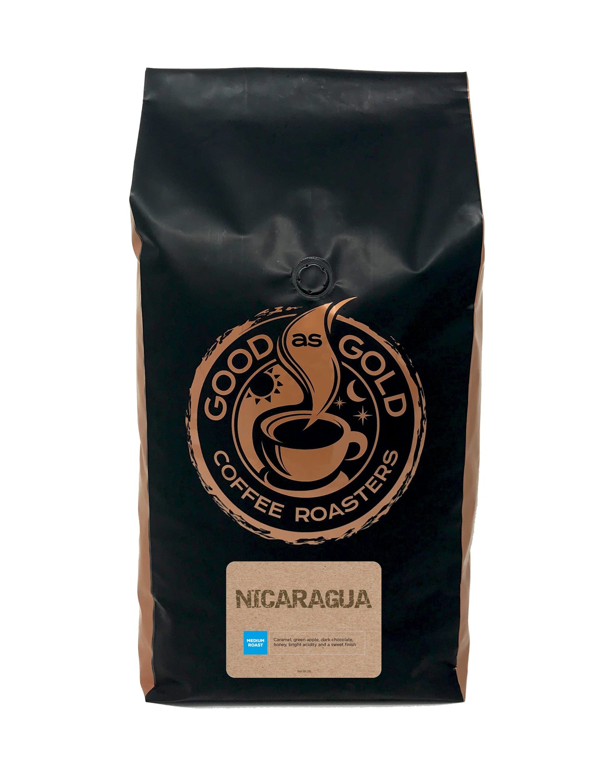 Nicaragua Coffee Beans (5 Lbs), Medium Roast, Good As Gold Coffee Roasters