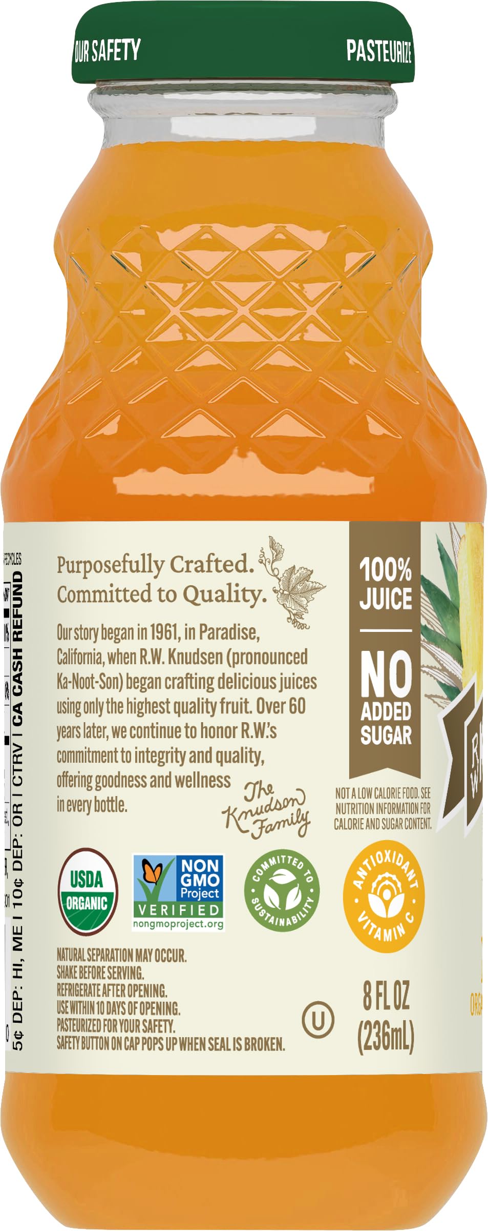 R.W. Knudsen Organic Just Pineapple Juice, 8 Fl Oz (12 Pack)