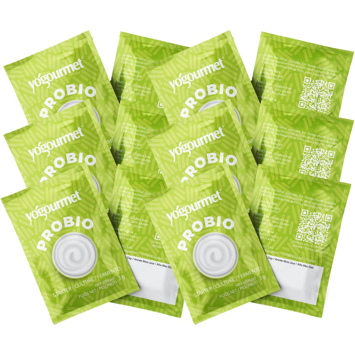 Yogourmet Yogurt Starter Culture with Probiotics - 12 Sachets - All Natural, Gluten Free, Kosher, Halal