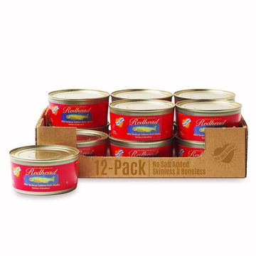 NO SALT ADDED, SKINLESS & BONELESS, Redhead Wild Alaska Sockeye Salmon, Wild-Caught, Gluten Free, Non-GMO, Kosher, Sustainable, 