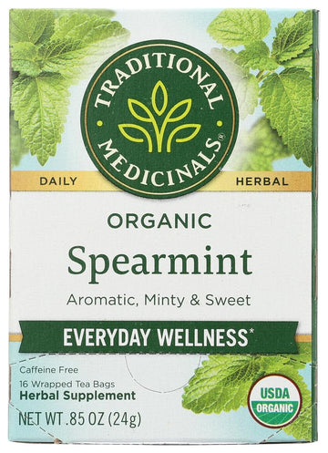 Traditional Medicinals Organic Spearmint Herbal Tea, Healthy & Refreshing, (Pack Of 3) - 48 Tea Bags Total