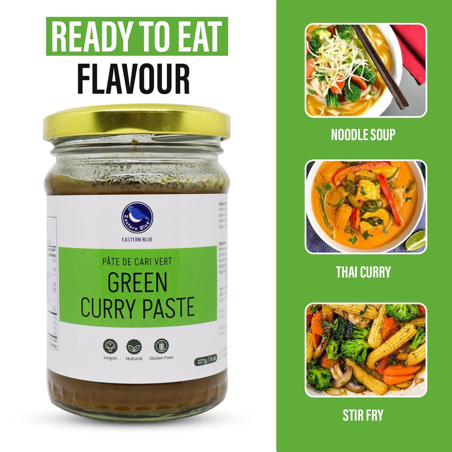 Eastern Blue Thai Curry Paste - Thai Green Curry Paste 8 Oz | Ready To Eat Authentic Thai Curry Sauce For Tasty Dishes And Curri