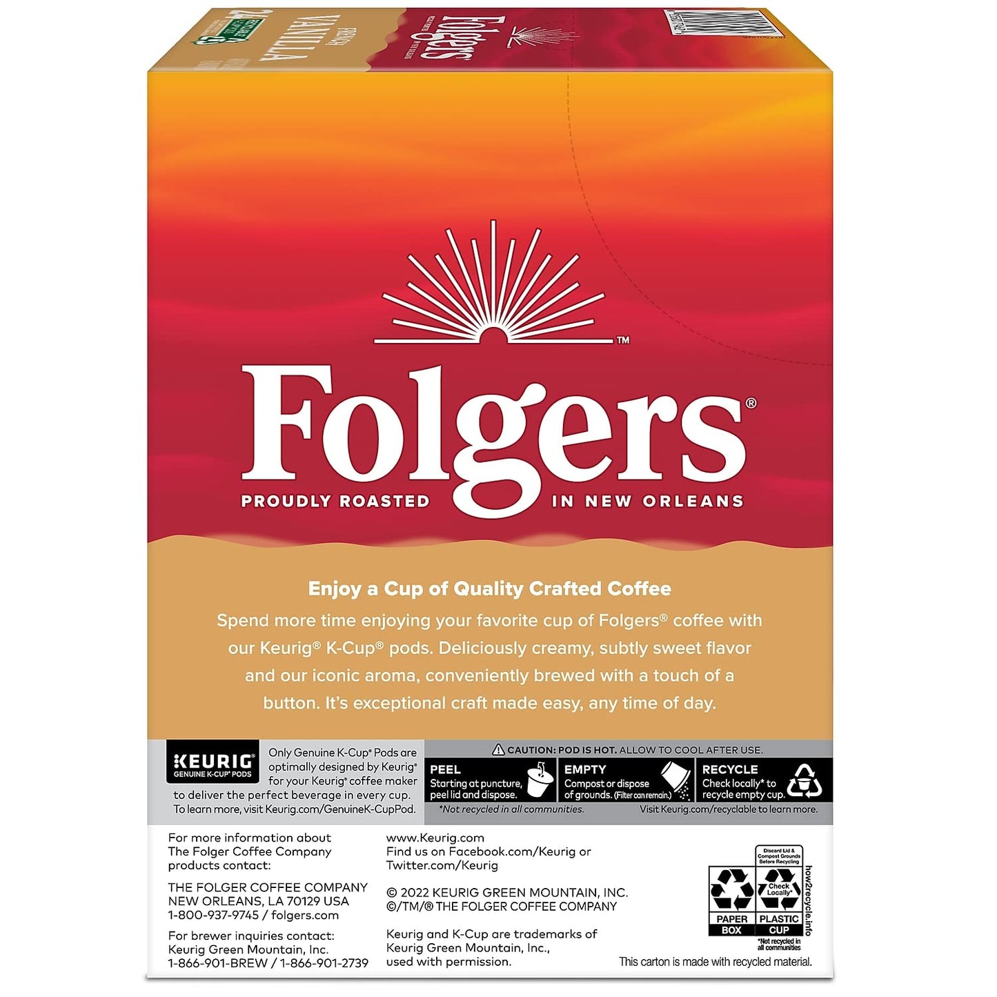 Folgers Gourmet S s Single Cup Coffee for Keurig, Vanilla Biscotti, 24 Count, Model 61-22514