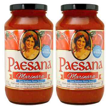 Paesana Low Sodium Marinara Pasta Sauce - Gluten Free, Vegan Friendly, Keto Friendly and made with 100% Imported Italian Tomatoe