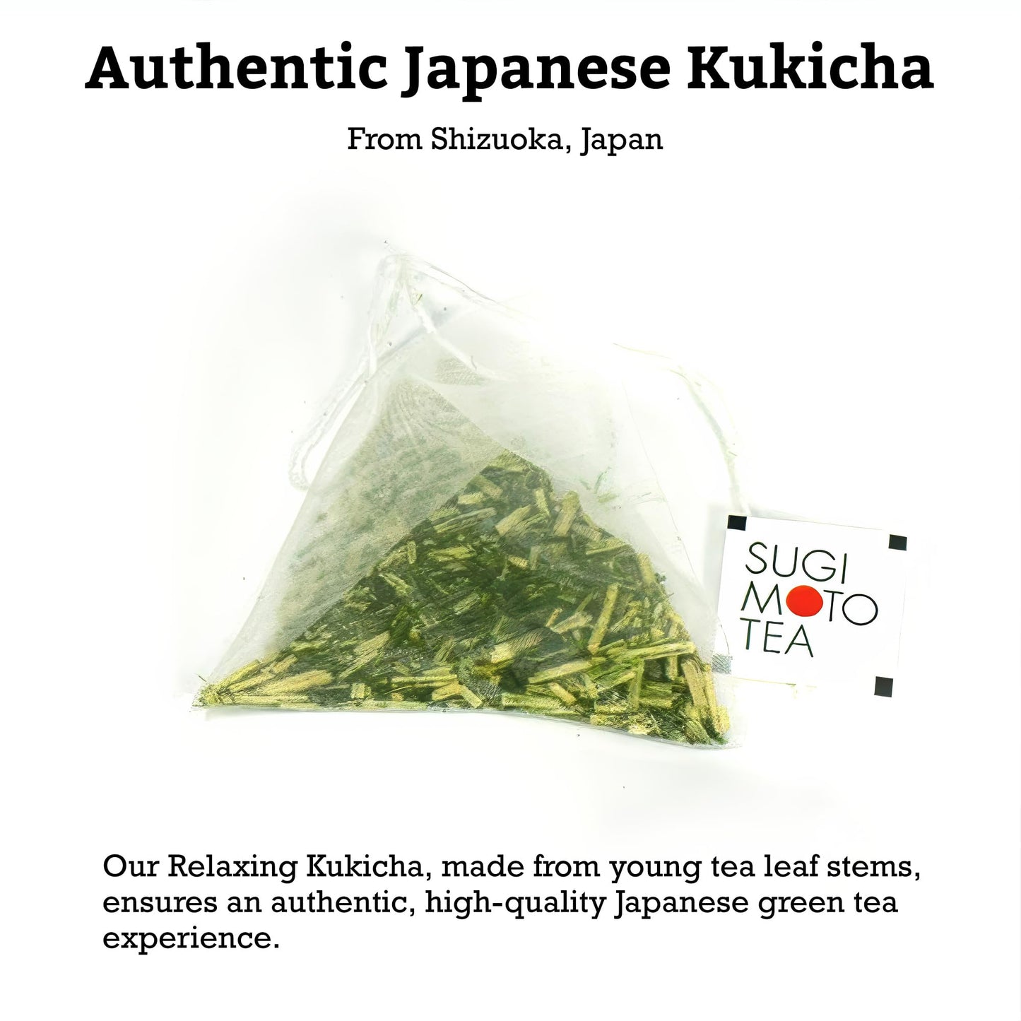 SUGIMOTO TEA Kukicha Stem Green Tea Bags, 20 Count, Pack of 1