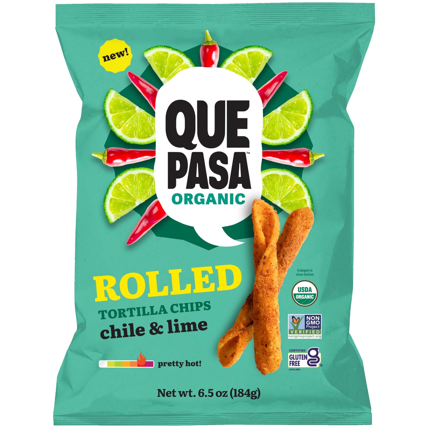 Que Pasa Organic Chile Lime Tortilla Chips, 6.5 oz (Pack of 1), Gluten Free, Non-GMO, by Natures Path