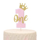 One Cake Topper For Baby Girls - Pink And Gold Cake Topper For 1St Birthday, First Birthday Cake Topper, Cake Smash Props