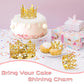 4 Pcs Crown Cake Topper, Gold Mini Crown Flower Arrangements Bouquet, Crystal Pearl Vintage Tiara Small Baby Princess Crown For