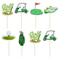 Gyufise 36Pcs Golf Cupcake Toppers Trophy Lawn Golf Shoes Bag Ball Carts Cupcake Picks For Golf Sports Player Theme Baby Shower