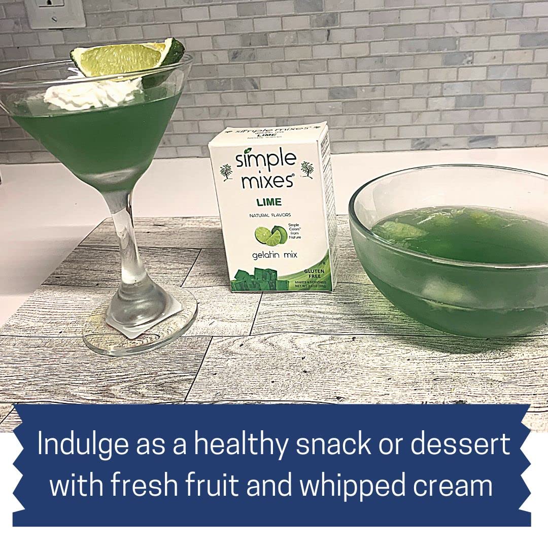 Simple Mixes Natural Lime Gelatin Mix, 3.0 Oz (Pack Of 6)