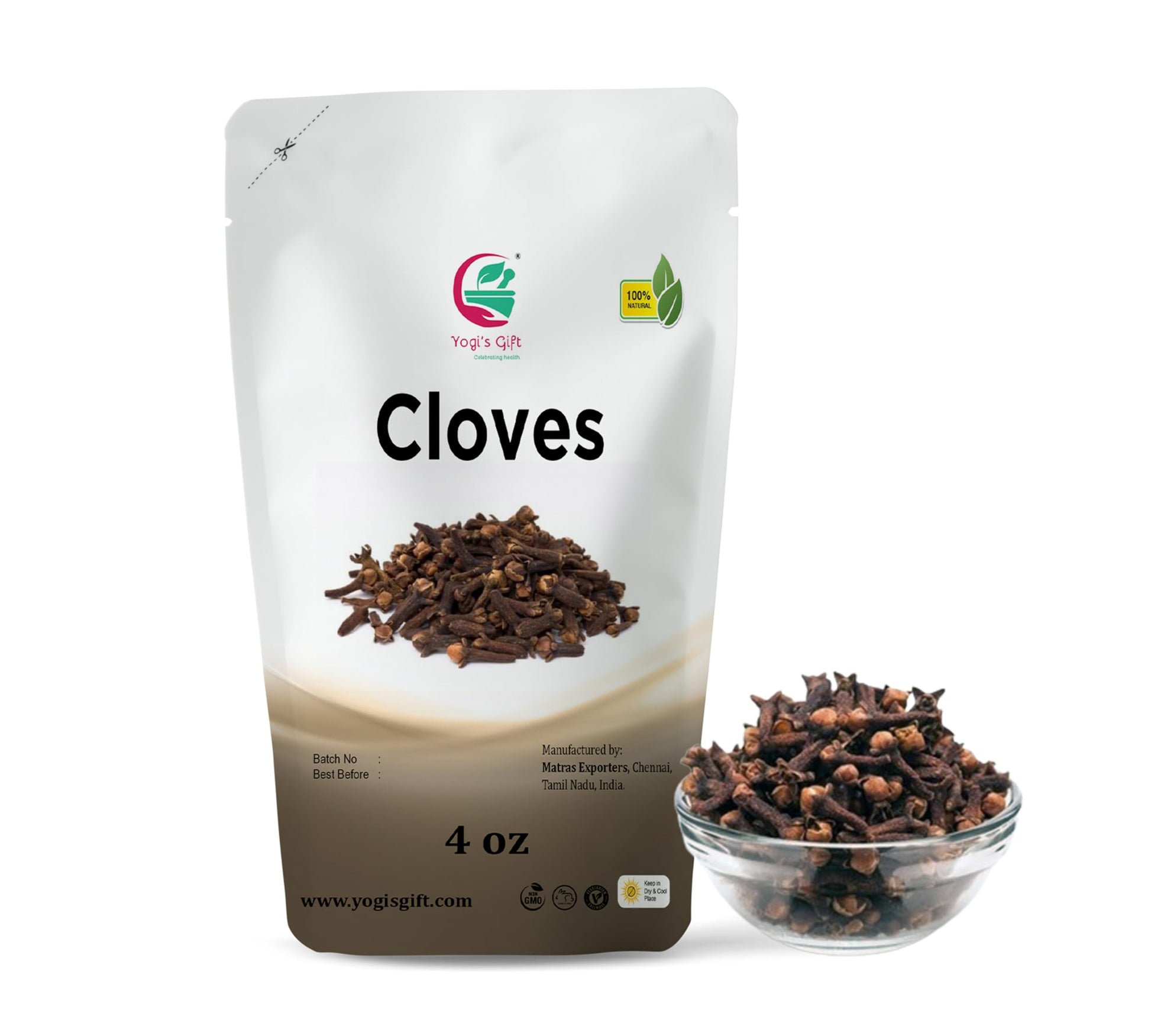 Cloves Whole 4 Oz | Fresh and Flavorful Hot Spice for Tea, Chai, Savory, Desserts and More | Whole Cloves for Oral Health | by Y